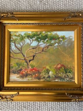 ORIGINAL Plein Air Landscape Oil Painting in Gold Frame